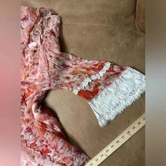 Johnny Was Yours Truly Silk Floral Mini Dress Lace Trim Sz Medium MSRP $410 - Picture 9 of 14